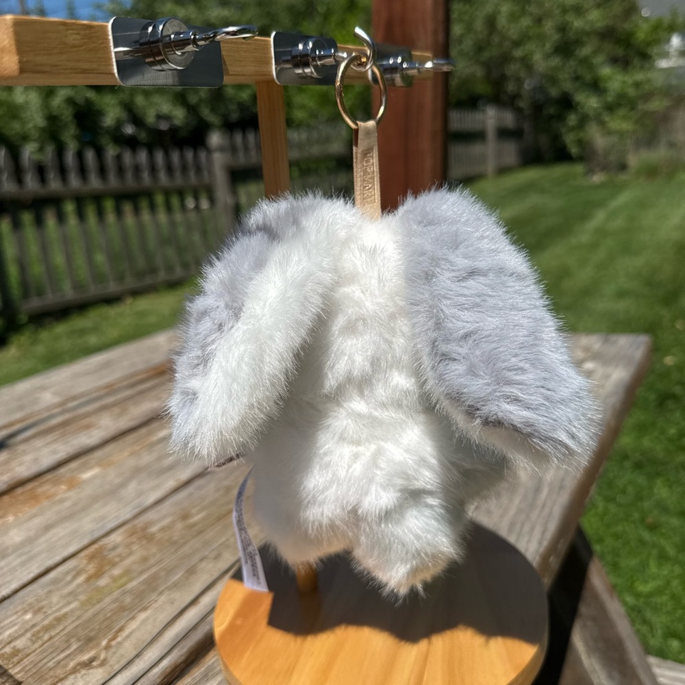 Grey Labubu Plush Bunny Keychain Bag Charm-White and Gray Stuffed Animal Toy - Picture 7 of 9